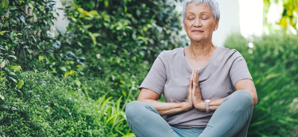 Peaceful outdoor wellness moment